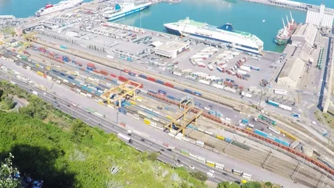 Panoramic view of Port Vell, Barcelona, Catalonia, Spain. Stock Footage 78207877