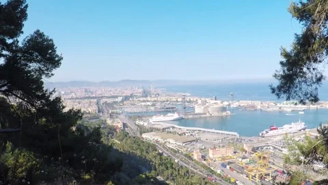 Panoramic view of Port Vell, Barcelona, Catalonia, Spain. Video stock 78208053