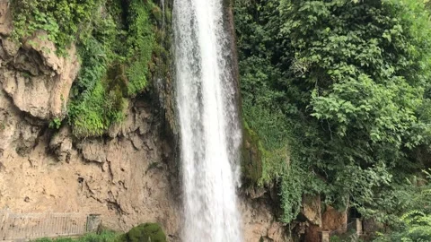 Panoramic view of the powerful waterfalls of Edessa and the surrounded area i Stock Footage 201501878