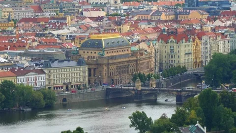 Panoramic view of Prague. Czech republic. Travel and sights of city breaks Stock Footage 163345625