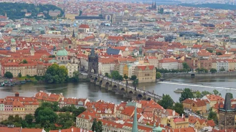 Panoramic view of Prague. Czech republic. Travel and sights of city breaks Stock Footage 163345749