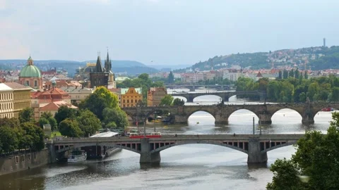 Panoramic view of Prague. Czech republic. Travel and sights of city breaks Stock Footage 163350759