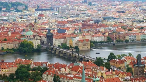 Panoramic view of Prague. Czech republic. Travel and sights of city breaks Stock Footage 164760395