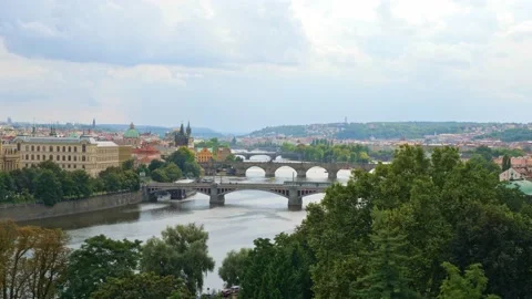 Panoramic view of Prague. Czech republic. Travel and sights of city breaks Stock Footage 198042562