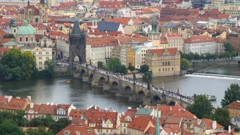 Panoramic view of Prague. Czech republic. Travel and sights of city breaks Stock Footage 198181948