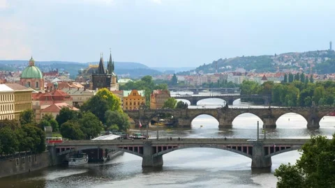 Panoramic view of Prague. Czech republic. Travel and sights of city breaks Stock Footage 234328090