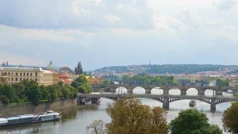 Panoramic view of Prague. Czech republic. Travel and sights of city breaks Stock Footage 235197626