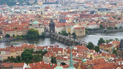 Panoramic view of Prague. Czech republic. Travel and sights of city breaks Stock Footage 236989214