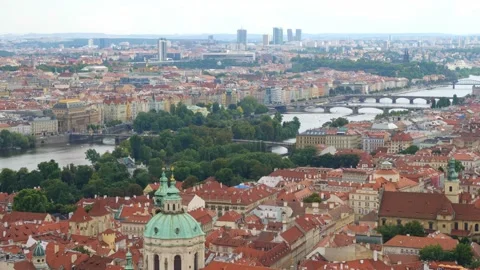 Panoramic view of Prague. Czech republic. Travel and sights of city breaks Stock Footage 236989969