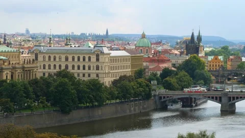 Panoramic view of Prague. Czech republic. Travel and sights of city breaks Stock Footage 236990125