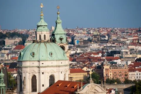 Panoramic view of the prague from the hill Stock Photos