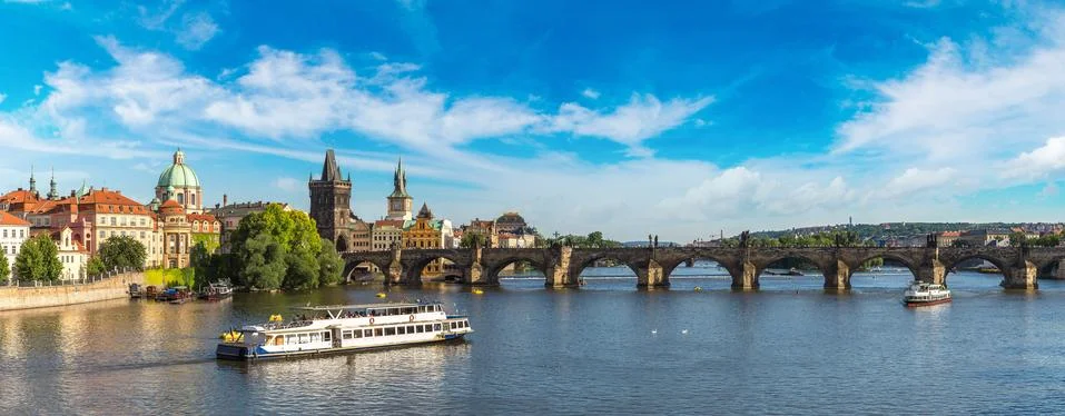 Panoramic view of Prague Stock Photos