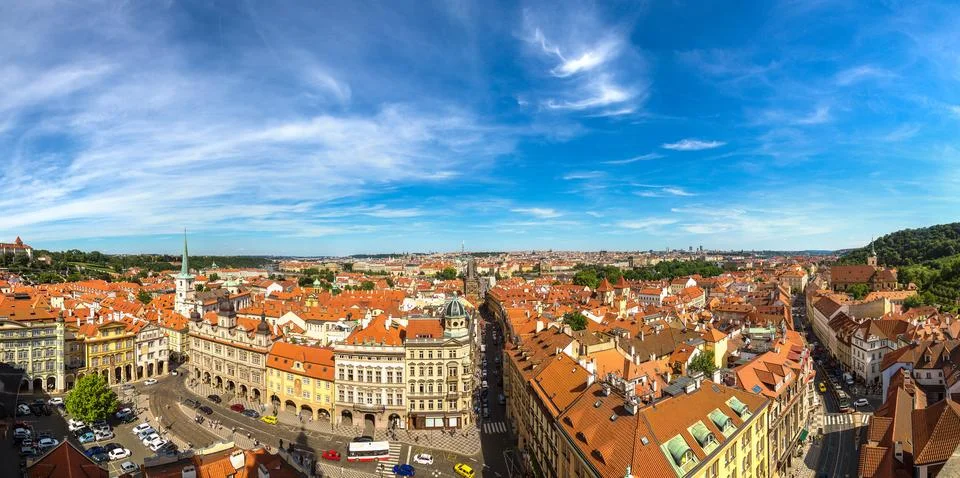 Panoramic view of Prague Stock Photos
