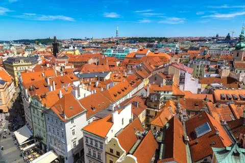 Panoramic view of Prague Stock Photos