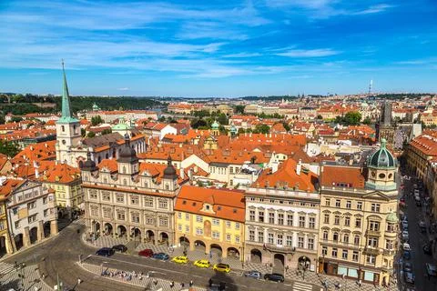 Panoramic view of Prague Stock Photos