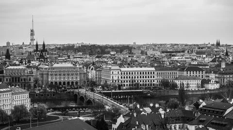 Panoramic view of Prague Stock Photos