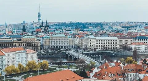 Panoramic view of Prague Stock Photos