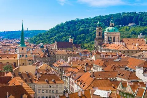 Panoramic view of Prague from the Prague Castle, Czech Republic Stock Photos