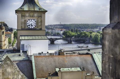 Panoramic view of Prague's rooftops, Czech Republic Stock Photos