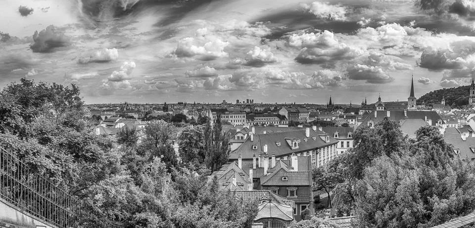 Panoramic view of Prague's rooftops, Czech Republic Stock-Fotos