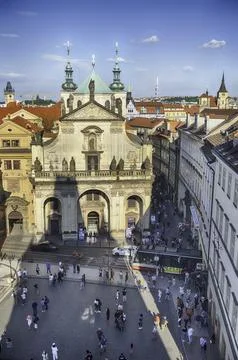 Panoramic view of Prague's rooftops, Czech Republic Foto stock