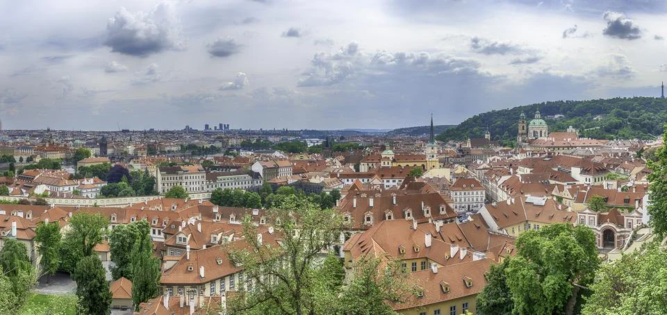 Panoramic view of Prague's rooftops, Czech Republic Stock Photos