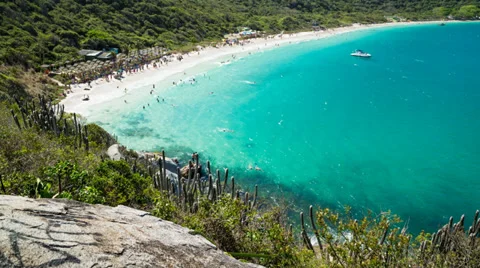 Panoramic view of Praia do Farol Stock Footage 34624423