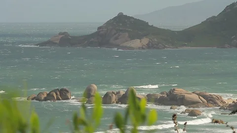 Panoramic view of Praia Mole beach Florianopolis Stock Footage 90968657