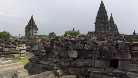 Panoramic View, Prambanan Compound Temples, Java, Indonesia Stock Footage 312575403