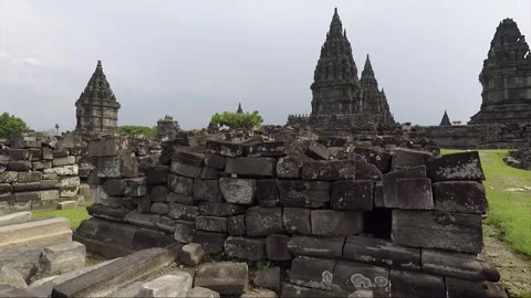 Panoramic View, Prambanan Compound Temples, Java, Indonesia Video stock 312575433