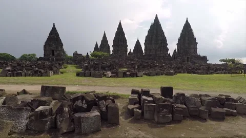 Panoramic View, Prambanan Compound Temples, Java, Indonesia Stock Footage 312668552
