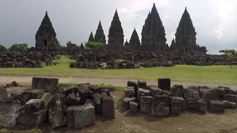 Panoramic View, Prambanan Compound Temples, Java, Indonesia Stock Footage 312677469