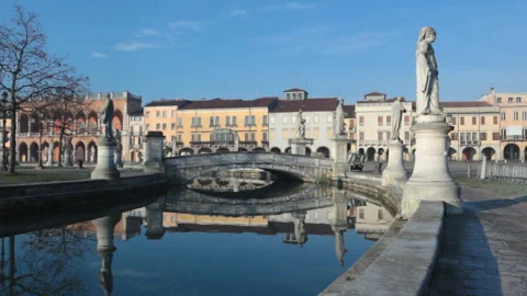 Panoramic view of Prato della Valle square in Padua, Italy Stock Footage 125191155