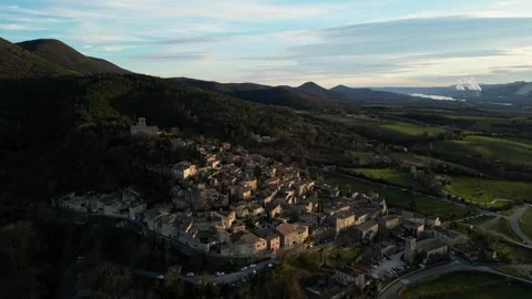 Panoramic view of the prettiest small towns in France - Mirmande in France Stock Footage 295005728