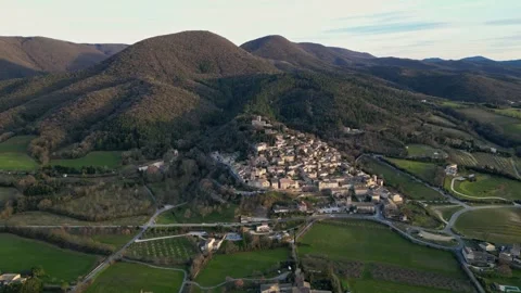 Panoramic view of the prettiest small towns in France - Mirmande in France Stock Footage 295005745