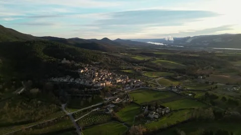 Panoramic view of the prettiest small towns in France - Mirmande in France Stock Footage 295005758
