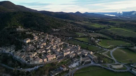 Panoramic view of the prettiest small towns in France - Mirmande in France Stock Footage 295006000