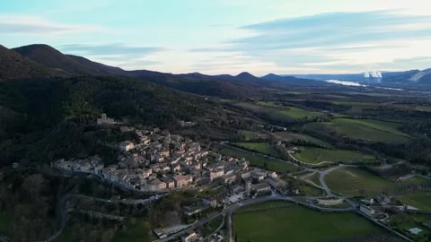 Panoramic view of the prettiest small towns in France - Mirmande in France Stock Footage 295006020