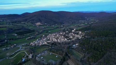 Panoramic view of the prettiest small towns in France - Mirmande in France Stock Footage 295006232