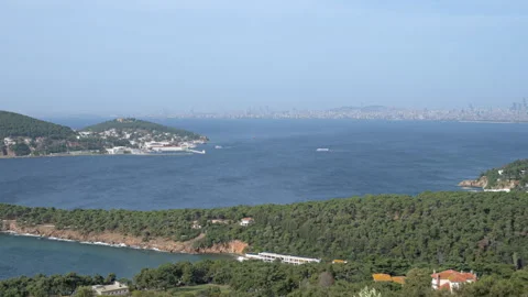 Panoramic view of Princes' Islands, Istanbul, Turkey Stock Footage 262220719