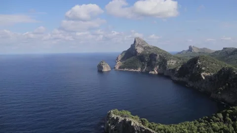 Panoramic view of Punta Nau in mallorca during a sunny day Stock Footage 166437921