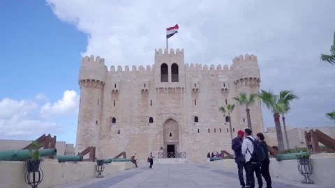 Panoramic view of the Qaitbay castle Stock Footage 241164942