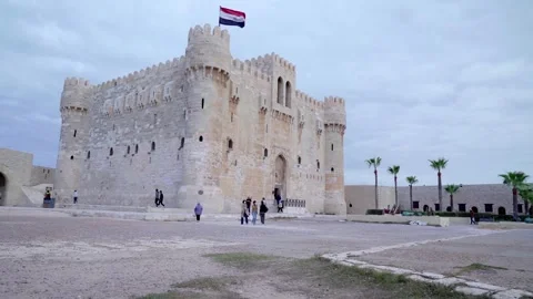 Panoramic view of the Qaitbay castle Stock Footage 241164947