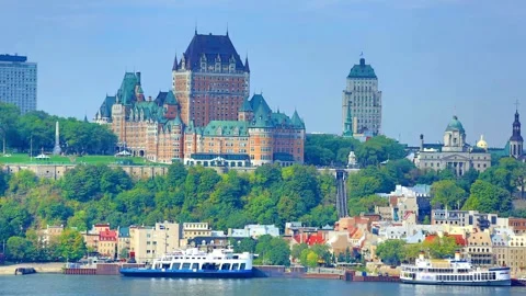 Panoramic View of Quebec City Skyline with Chateau Frontenac Stock Footage 311393741