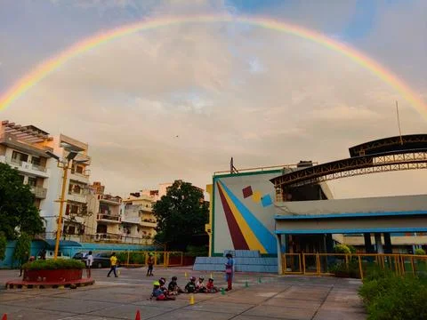 Panoramic view of rainbow Foto stock