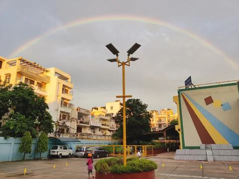 Panoramic view of rainbow Stock Photos