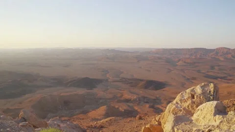Panoramic view of Ramon Crater landscape in Negev Mountains, Israel Stock Footage 137790683