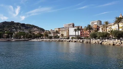 Panoramic view of Rapallo (Liguria, province of Genoa) Italy on 31 October 2017 Stock Footage 81790906
