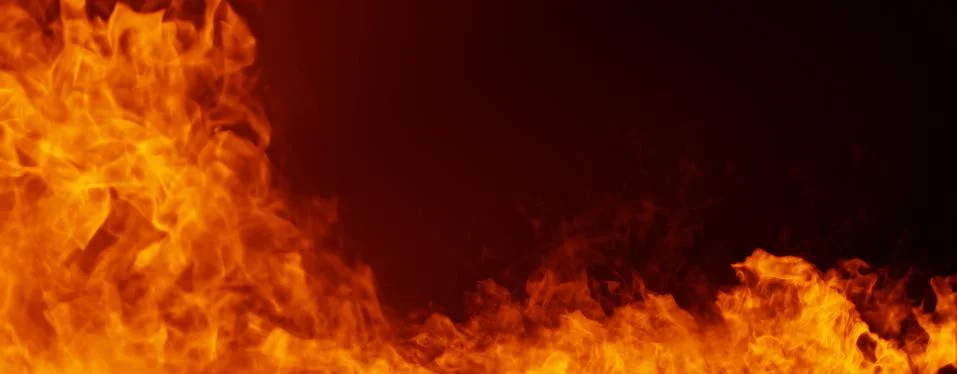 Panoramic view realistic isolated fire flame effect for decoration and coveri Stock Illustration
