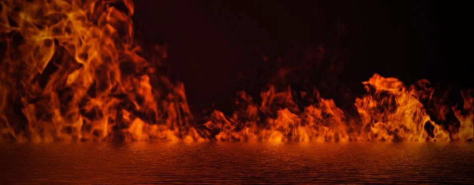 Panoramic view realistic isolated fire flame effect for decoration and coveri Stock Illustration